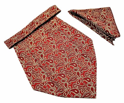 VOICI France Mens Paisley Cravat ascot NeckTie Pocket Square Microfiber Fabric Free Size-Maroon Golden VOICI France Mens Paisley Cravat ascot NeckTie Pocket Square Microfiber Fabric Free Size-Maroon Golden