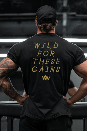 Wild For These Gains T-shirt - (Mustard)-S