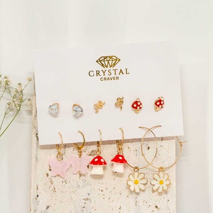 Daisy Charm Earring Set Of 6