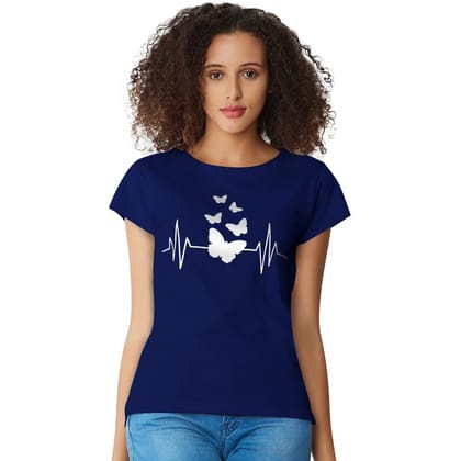 Women's Cotton Western Wear T Shirt S (Blue)