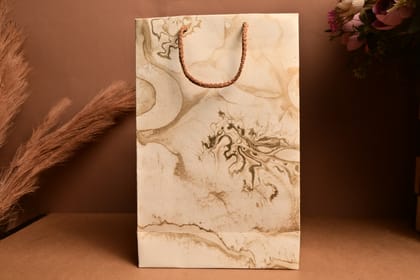 Cream / Marble Print Paper Bag