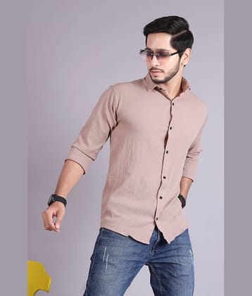 Generic Cotton Blend Slim Fit Popcorn Textured Full Sleeves Men's Casual Shirt - Beige ( Pack of 1 )