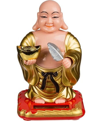 Dev Bhakti SOLAR LAUGHING BUDDHA Plastic Buddha Idol 11 x 7 cms Pack of 1