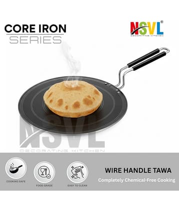 NSVL Non Coated Iron Dosa Tawa/Flat Tawa Induction Bottom Stainless Steel Handle 2 mm Thickness 25 cm Diameter