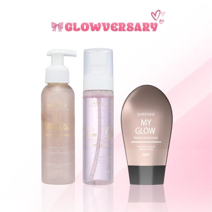 Glow-Versary Duo (ROSE CLEANSER & ROSE GLASS MIST)  + My Glow ( Any One Shade )-LIght