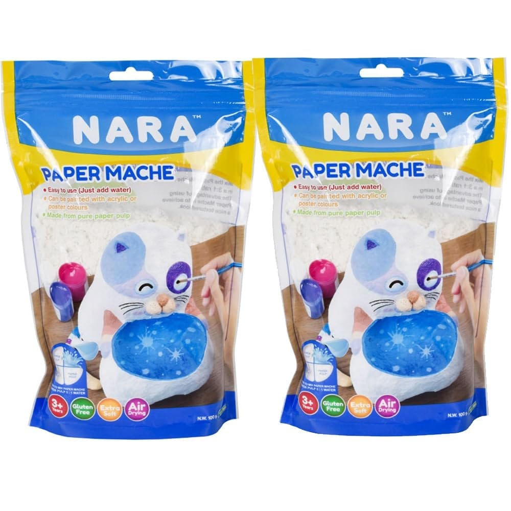 Artline Nara Clay 100 Grams of Paper Mache in Printed Plastic Bag (Pack of 2)