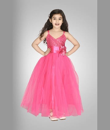 Arshia Fashions Net Gown For Girls ( Pack of 1 , Pink )