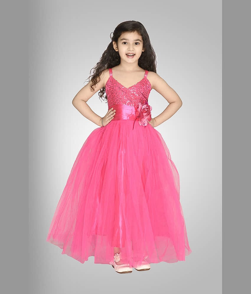 Arshia Fashions Net Gown For Girls ( Pack of 1 , Pink )