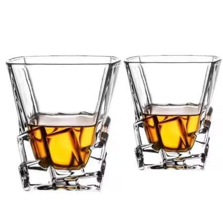 European Crystal Whiskey Glass | 310 ML | Brandy Glass Tumbler | Wine Glasses for Scotch, Vodka, Liquor, Alcohol, Juice, Water Drink |