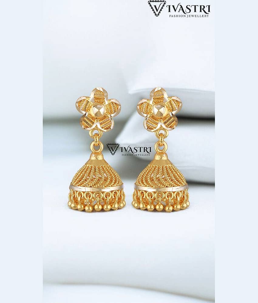 VIVASTRI Golden Jhumki Earrings ( Pack of 1 )
