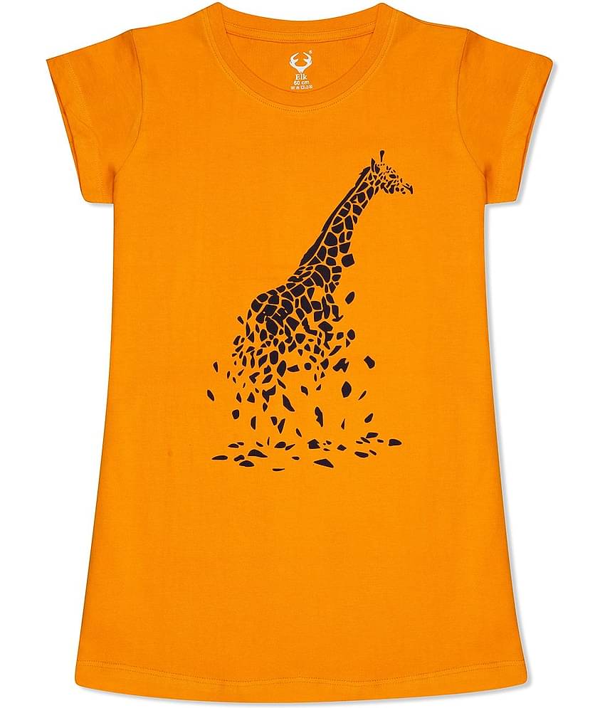 E1K Pack of 1 Girls Cotton T-Shirt ( Yellow )