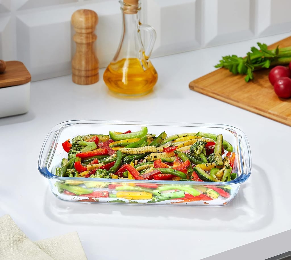 Borosilicate Glass Baking Dish | 1200 ML | Oven, Microwave, Freezer & Dishwasher Safe | Transparent, Durable & Heat-Resistant |Glass Bakeware for Baking, Roasting & Serving