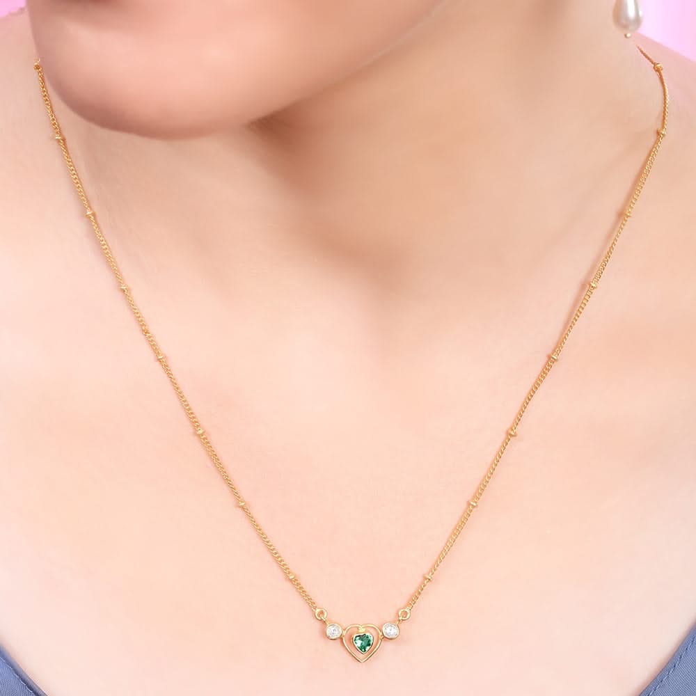 92.5 Sterling Silver 925 Heart story Necklace-Gold
