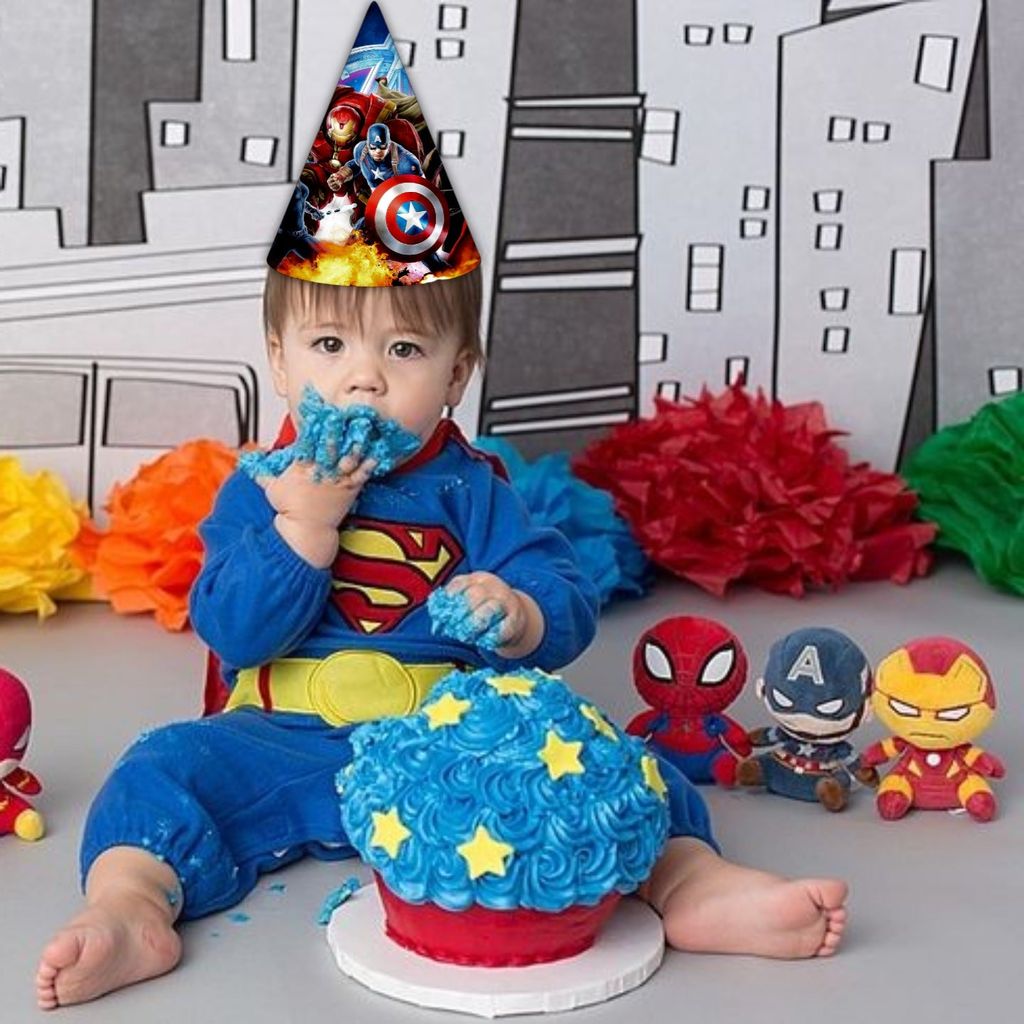 Avenger Theme Birthday Paper Caps/Hats - 8PC