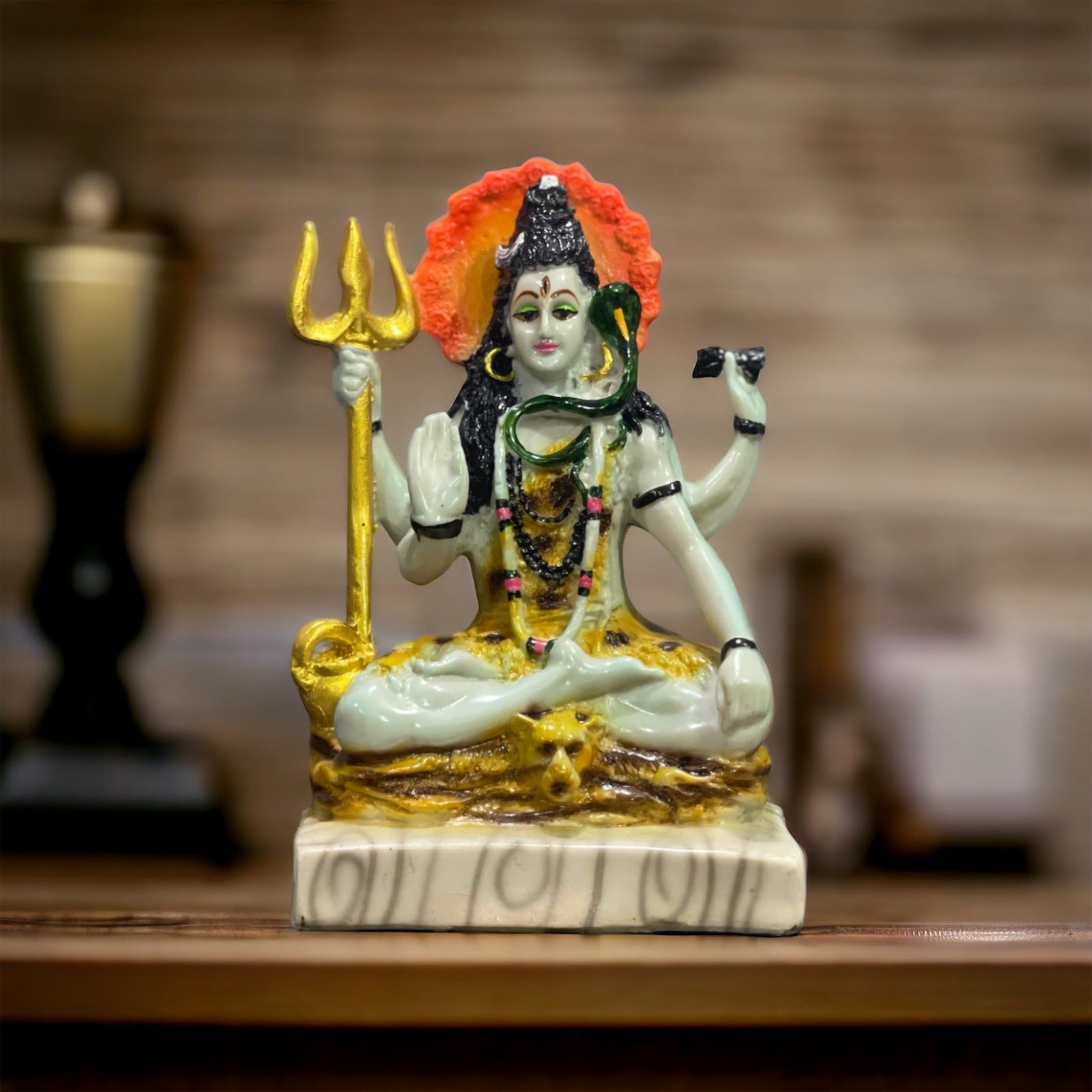Shiva Marble Look Blessing Murti Lord Shiva Statue H- 23 cm-Composite Marble