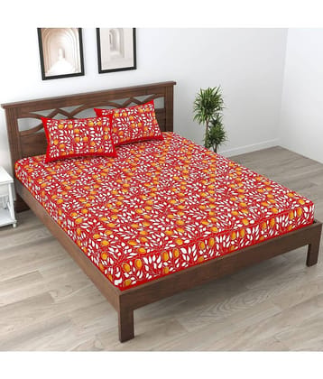 Cosito Cotton 1 Double Bedsheet with 2 Pillow Covers ( Red )