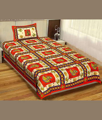 Uniqchoice Cotton Single Bedsheet ( Orange )