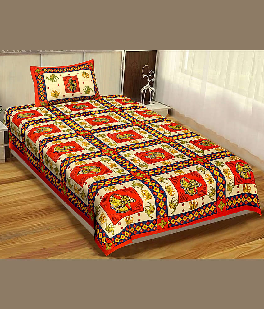 Uniqchoice Cotton Single Bedsheet ( Orange )