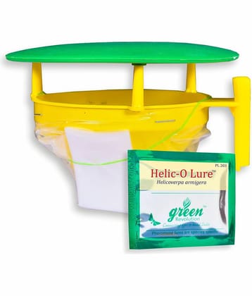 Green Revolution Funnel pheromone trap with Helic-o-Lure (Helicoverpa armigera pheromone lure) for cotton bollworm pheromone trap pack of 10 for 1 acre.