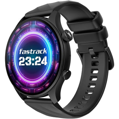 Fastrack Vivid Pro Smart Watch with 1.43" AMOLED Display, Single Sync BT Calling, 100+ Sports Modes, AI Voice Assistant- Black