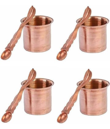 Spherulemuster - Copper Panchpatra & Pali ( Pack of 4 )