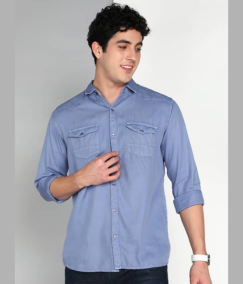Kuons Avenue 100% Cotton Regular Fit Solids Full Sleeves Men's Casual Shirt - Blue ( Pack of 1 )