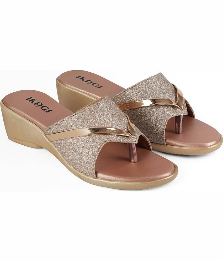 IKAGI Rose Gold Women's Slip On Heels