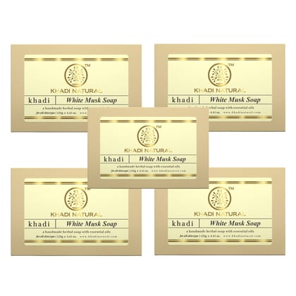 Khadi Natural Herbal White Musk Soap Combo Pack Of 5 – 125gm Each Khadi Natural Herbal White Musk Soap Combo Pack Of 5 – 125gm Each