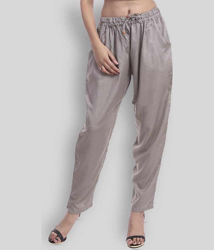 Lee Moda - Light Grey Rayon Regular Fit Women's Casual Pants  ( Pack of 1 )