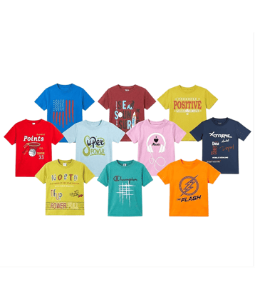 LEMONYFABRICS Pack of 10 Boys Cotton Blend T-Shirt ( Multicolor )