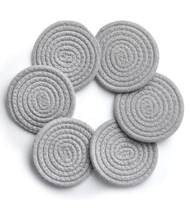 Generic Cotton Rope Drink Coasters 6 Pcs Set (Grey)-PID66422 Generic Cotton Rope Drink Coasters 6 Pcs Set (Grey)-PID66422