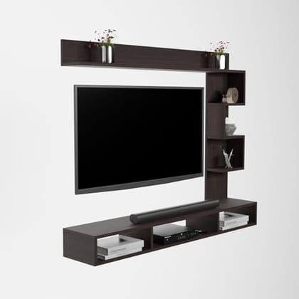DAS Hubert Pro Wall Mount Engineered Wood TV Entertainment Unit/Tv Rack Set to Box Stand with Wall Shelves for Living Room Flowery Wenge Finish (Ideal for up to 43") Screen
