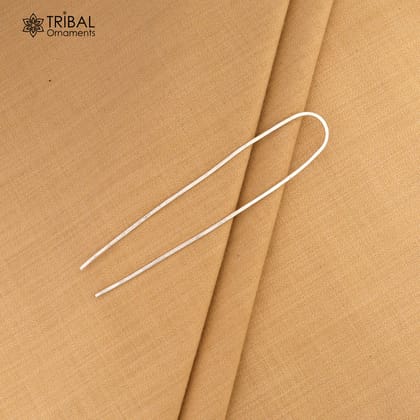 Hammered style silver hair pin solid 925  plain sticks hair jewelry su1364