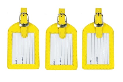 Sukeshcraft Luggage Tags Suitcase Tag Travel Bag Labels 3 Pcs Combo(Latte Orange)