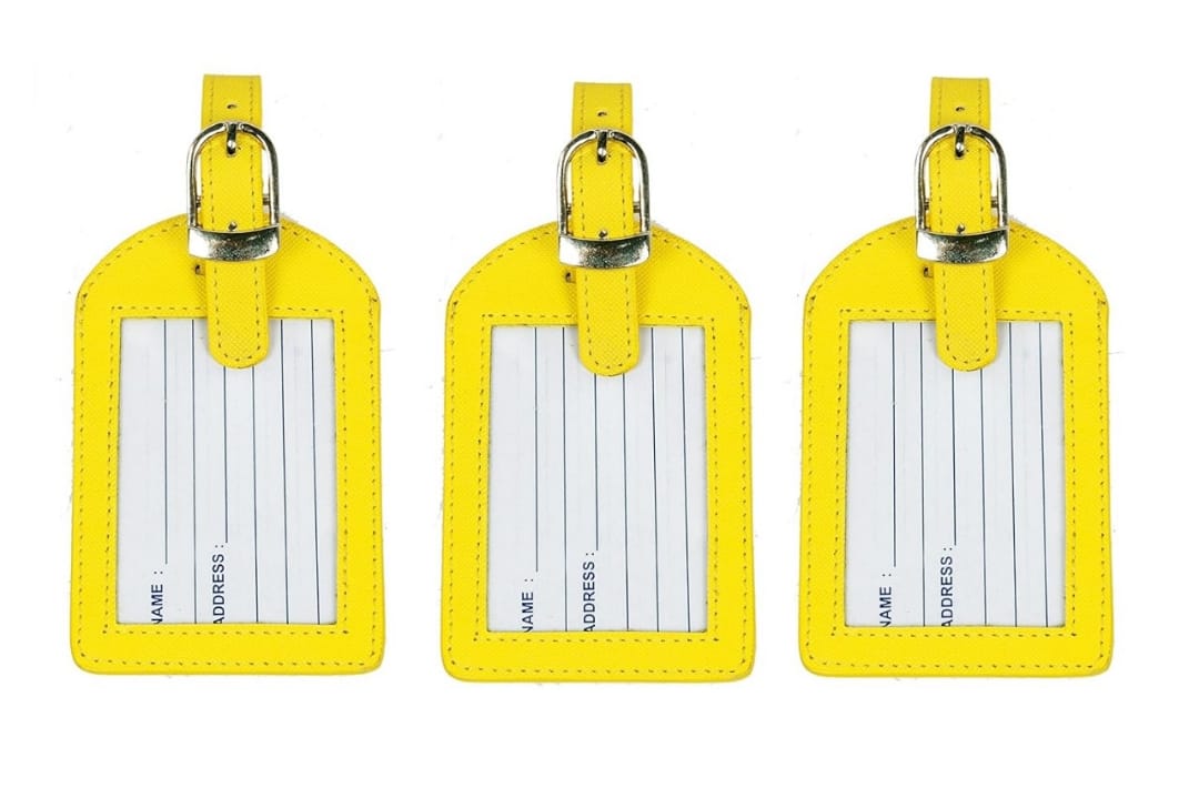 Sukeshcraft Luggage Tags Suitcase Tag Travel Bag Labels 3 Pcs Combo(Latte Orange)