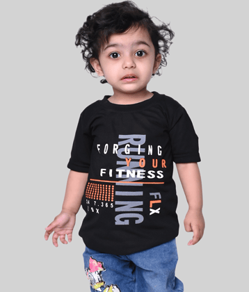 Kidzee Kingdom Pack of 1 Baby Girls Cotton T-Shirt ( Black )