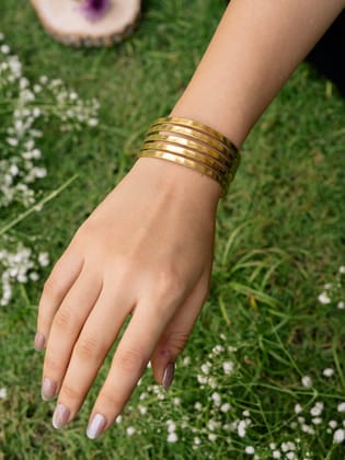 Terra Cuff Brass Adjustable Bracelet (Anti Tarnish)
