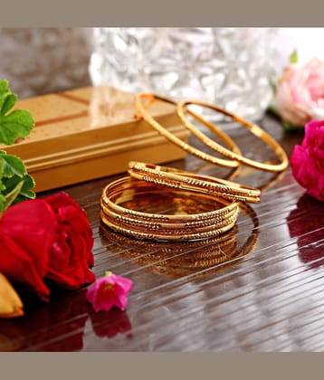 Vighnaharta Traditional Wear 1gm Gold Plated Alloy Bangle for Women and Girls - pack of 8 pcs Bangle- [VFJ1005BG2-8]