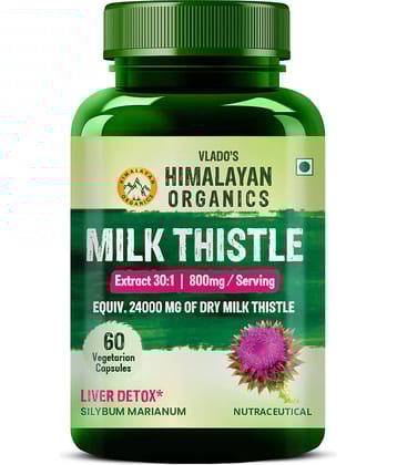 Vlado's Himalayan Organics Milk Thistle Extract Detox Supplement 800Mg Of Silybum Marianum 60 Caps