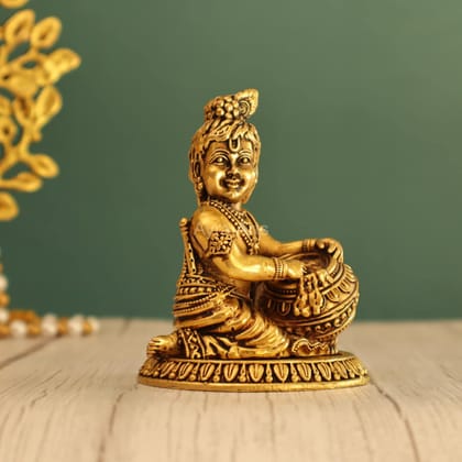Premium Lord Krishna Idol Pure Brass - 4 Inch Height