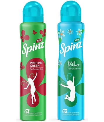 Spinz - 1 PRISTINE 1 BLUE BOUNCE DEODORANT Deodorant Spray for Women 300 ml ( Pack of 2 )