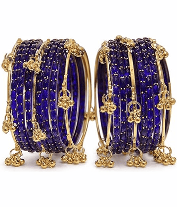 Vedhahi Blue Bangle Set ( Pack of 16 )