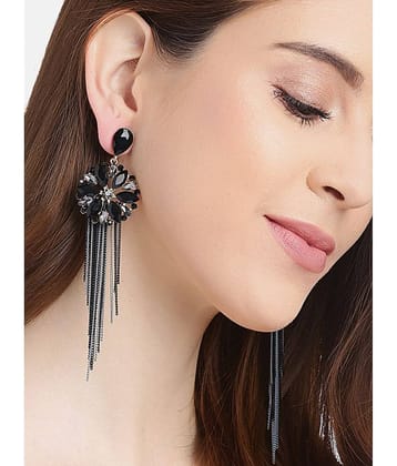 YOUBELLA Black Danglers Earrings ( Pack of 1 )