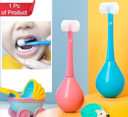 Soft Bristle Toothbrush for Kids, 3-Sided Training Toothbrush with Silicone Head, Inverted Cleaning Design for Ages 2-12, Children's Oral Hygiene (1 Pc)