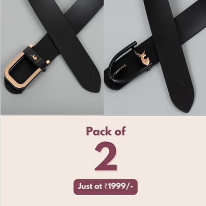 Pack of 2 - Zurki and Vokly Black Leather-Belt-28