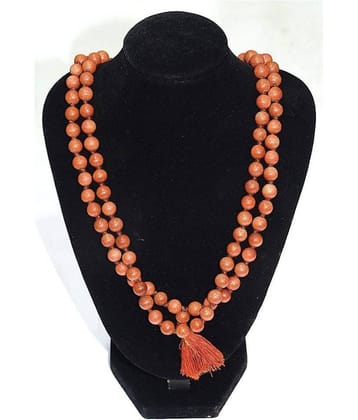 Rudradivine 100% Original Red Sunstone Laal Suryakant Mala 108+1 for Astro and Reiki Japa and Unisex Wearing Lab Certified 6mm