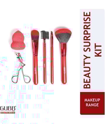 Gubb Makeup Brush Set With Eyelash Curler & Makeup Sponge Puff Face Brushes Synthetic Evenout,Blending,Contouring 200 g 6 Pcs