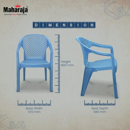 MAHARAJA Plastic Chair Set | Plastic Chair for Home, Living. Dining Room Office Kitchen Restaurant Canteen Hotel Garden, Strong and Sturdy Structure Chair with Arm Rest.