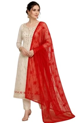 Red Chiffon Dupatta For Women With Soft Lightweight Fabric, 2.5 Meter Long Ethnic Stole For Festivals, Weddings, Traditional Outfits, Elegant Flow And Comfortable Draping