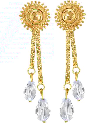 Vighnaharta Golden Drop Earrings ( Pack of 1 )
